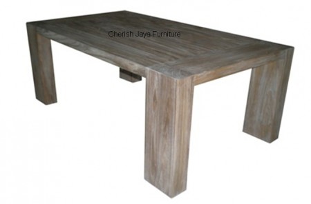 Code: SJDT 014 Name: Modern Dining Table Size:  W=180 x D=90  x H=78 cm  W=220 x D=100 x H=78 cm W=260 x D=100 x H=78 cm W=280 x D=100 x H=78 cm Thickness top = 6 cm Thickness leg = 18 x 8 cm Wood: Solid Teakwood